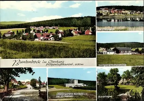 Ak Buntenbock Clausthal Zellerfeld Oberharz, Ortspanorama, Dorfgemeinschaftshaus, Kuranlagen