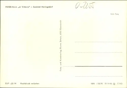 Ak Ostseebad Heringsdorf auf Usedom, FDGB-Heim di Vittorio, Außenansicht