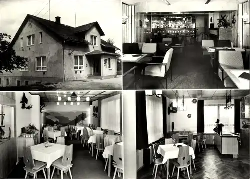 Ak Schöneck im Vogtland, Konsum-Gaststätte Jagdidyll, Außenansicht, Bar, Speisesaal