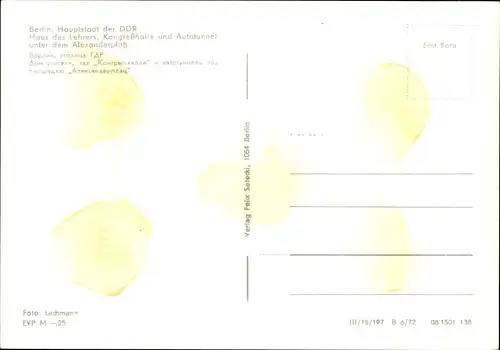 Ak Berlin Mitte, Alexanderplatz, Haus des Lehrers, Kongresshalle, Autotunnel