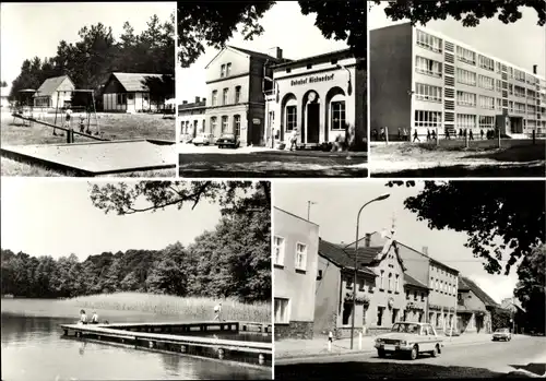 Ak Michendorf in Brandenburg, Spielplatz, Anlegestelle, Bahnhof, Ortspartie