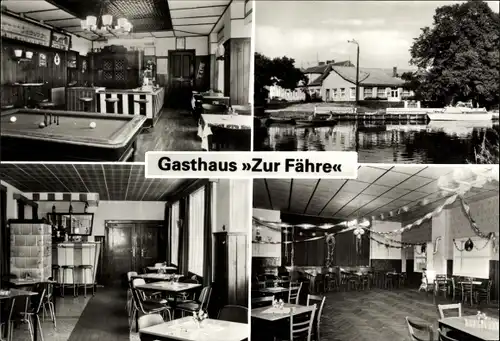 Ak Burgwall Zehdenick Oberhavel, Gasthaus Zur Fähre, Innenansichten, Außenansicht