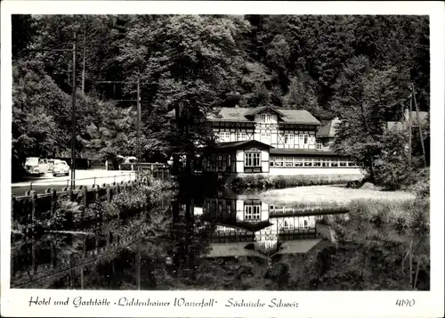 Ak Lichtenhain Sebnitz Sächsische Schweiz, Lichtenhainer Wasserfall, Hotel und Gaststätte