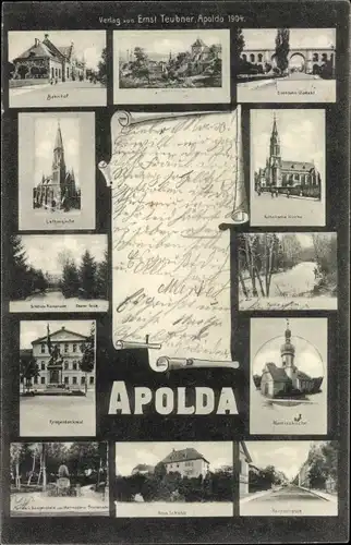 Ak Apolda in Thüringen, Bahnhof, Kirchen, Viadukt