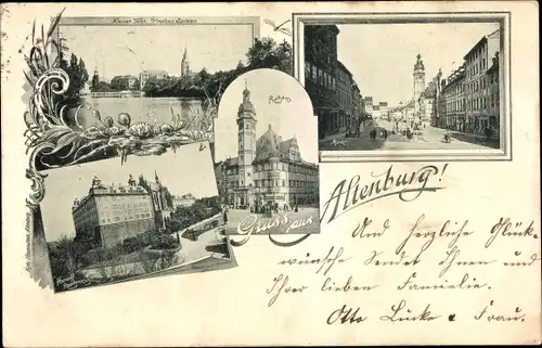 Ak Altenburg in Thüringen, Kleiner Teich, Rathaus, Schloss