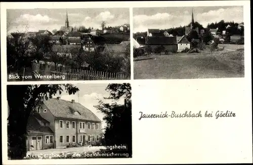 Ak Jauernick Buschbach Markersdorf Oberlausitz, Blick v. Wenzelberg, Genesungsheim, Kreuzbergbaude