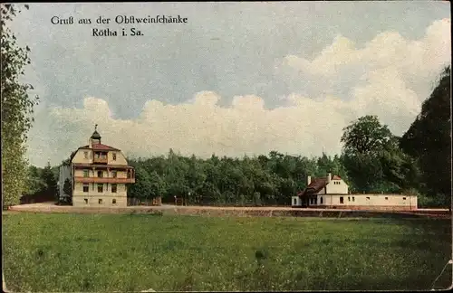 Ak Rötha  in Sachsen, Obstweinschänke