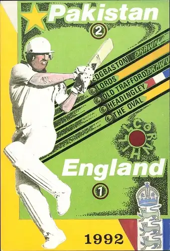Ak Cricket Pakistan v. England 1992, Edgbaston, Lords, Old Trafford, Headingley, The Oval, Cornhill