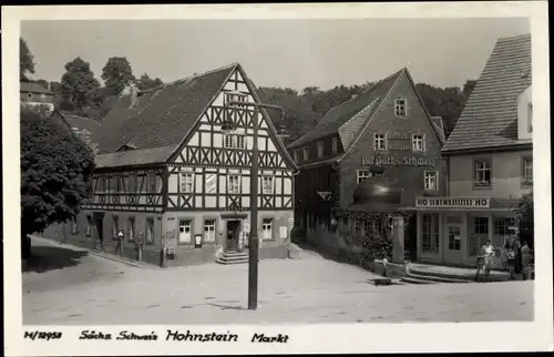 Ak Hohnstein Sächsische Schweiz, Markt, Fachwerkhaus, HO Lebensmittel, Gasthaus