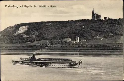 Ak Bingen am Rhein, Rochusberg, Panorama mit Kapelle, Schiff