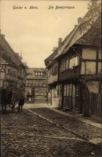 Ak Goslar am Harz, Beekstraße, Fachwerkhäuser