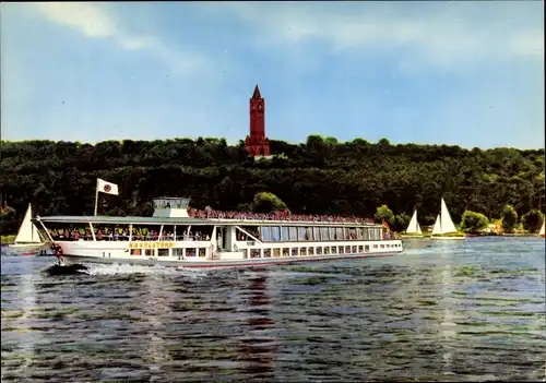 Ak Berlin, Havel mit Grunewaldturm, MS Havelstern, Segelboote