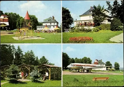 Ak Langenbernsdorf, Naherholungszentrum Koberbachtalsperre, Konsum Gaststätte Waldperle, Flugzeug