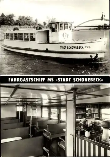 Ak Fahrgastschiff MS Stadt Schönebeck, MVB. Abt. Weiße Flotte und Fähren Magdeburg