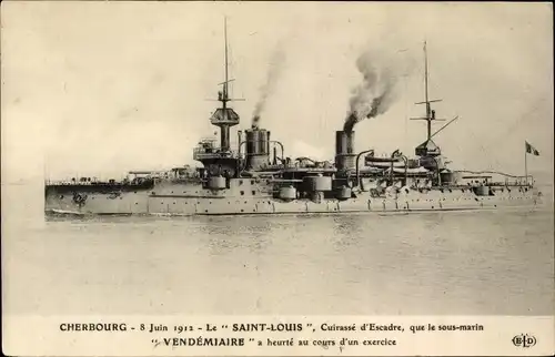 Ak Cherbourg Manche, Französisches Kriegsschiff, Cuirassé Saint Louis