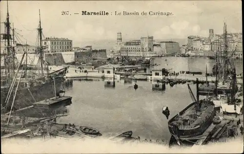 Ak Marseille Bouches du Rhône, Le Bassin de Carenage