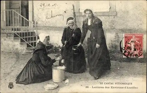 Ak Aurillac Cantal, Laitieres, Le Cantal Pittoresque, Milchmädchen, Tracht