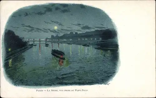 Mondschein Litho Paris I., La Seine, vue prise du Pont Neuf