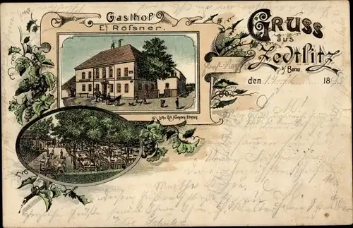 Litho Zedtlitz Wyhratal Borna in Sachsen, Gasthof E. Rößner