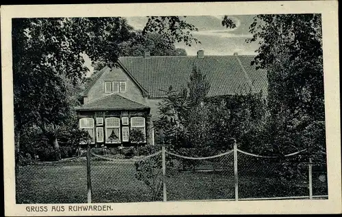 Ak Ruhwarden Butjadingen Wesermarsch, Wohnhaus, Garten
