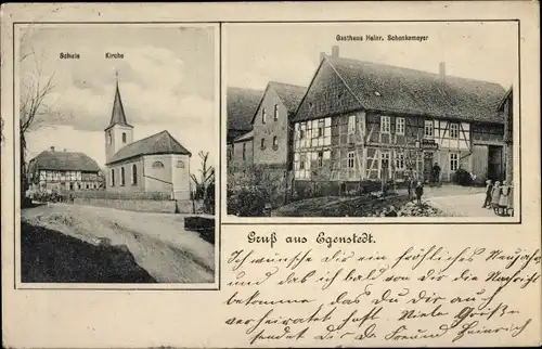 Ak Egenstedt Diekholzen Niedersachsen, Gasthaus Heinrich Schenkemeyer, Kirche, Schule