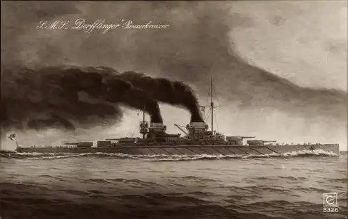 Ak Deutsches Kriegsschiff, SMS Derfflinger, Panzerkreuzer, Kaiserliche Marine