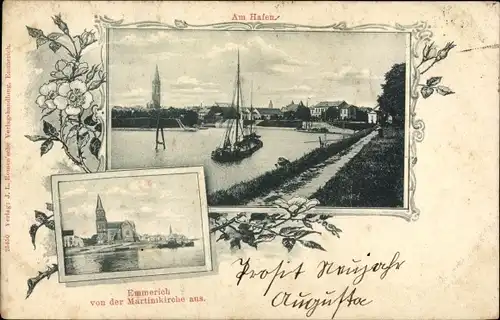 Ak Emmerich am Niederrhein, Hafen, Blick von der Martinikirche aus