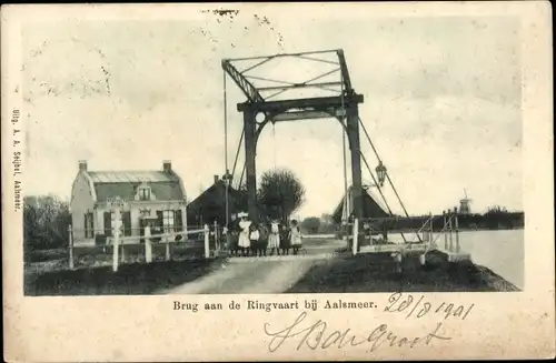 Ak Aalsmeer Nordholland Niederlande, Brug aan de Ringvaart