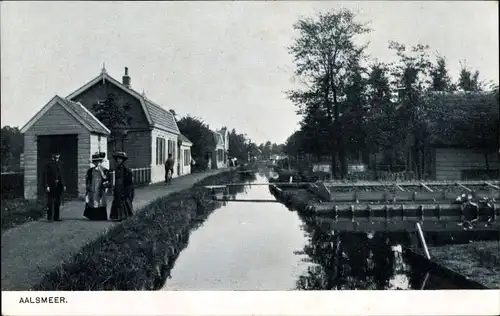 Ak Aalsmeer Nordholland Niederlande, Straßenpartie, Kanal