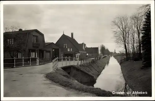 Ak Abbekerk Nordholland Niederlande, Straßenpartie, Kanal