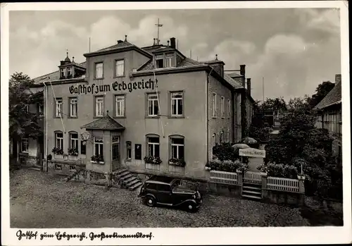 Ak Großerkmannsdorf, Gasthof zum Erbgericht, Auto