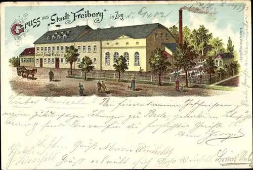 Litho Zug Freiberg in Sachsen, Gasthaus Stadt Freiberg