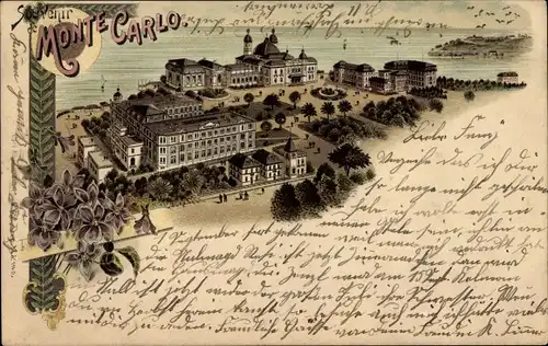 Litho Monte Carlo Monaco, Gesamtansicht, Veilchen