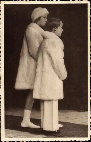 Ak Les Enfants Royaux en Suede, Princesse Josephine Charlotte, Prince Baudouin