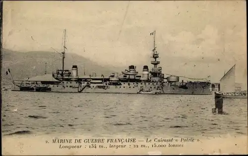 Ak Französisches Kriegsschiff, Le Cuirasse Patrie