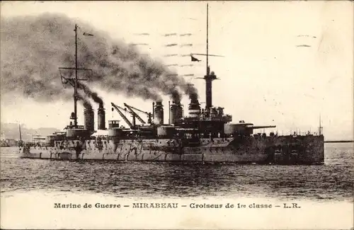 Ak Französisches Kriegsschiff Mirabeau, Croiseur de 1. classe