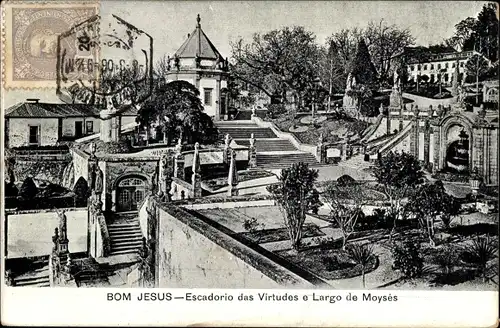 Ak Braga Portugal, Bom Jesus do Monte, Escadorio das Virtudes e Largo de Moyses