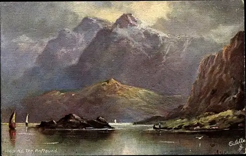Künstler Ak Raftsund Norwegen, Landschaft
