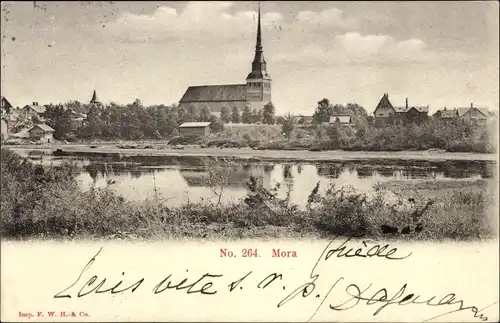Ak Mora Schweden, Panorama mit Kirche