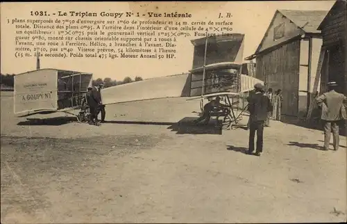 Ak Le Triplan Goupy No. 1, Vue laterale, Zivilflugzeug