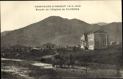 Ak Florina Griechenland, Entrée de l'Hôpital de Florina, Campagne d'Orient 1914-1918