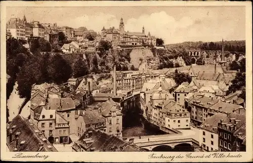 Ak Luxemburg Luxembourg, Faubourg du Grund et Ville haute