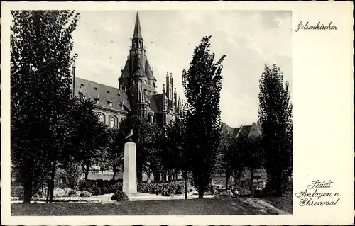 Ak Gelsenkirchen im Ruhrgebiet, Städt. Anlagen und Ehrenmal