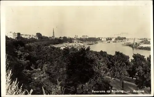 Ak Arnhem Gelderland Niederlande, Panorama op Rijnbrug