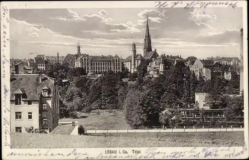 Ak Löbau in der Oberlausitz Sachsen, Gesamtansicht, Kirche