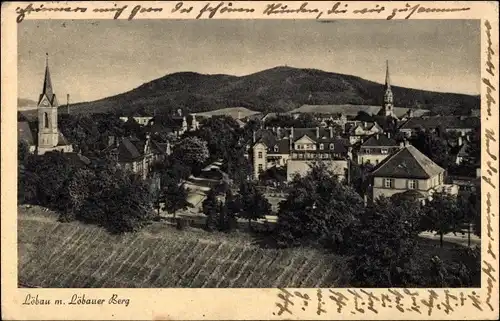 Ak Löbau in Sachsen, Ort mit Löbauer Berg