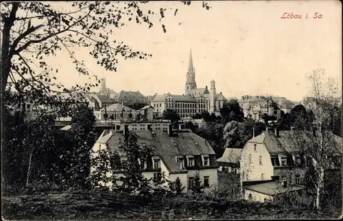 Ak Löbau in Sachsen, Teilansicht der Stadt, Kirche