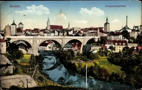 Ak Bautzen in der Oberlausitz, Kronprinzenbrücke