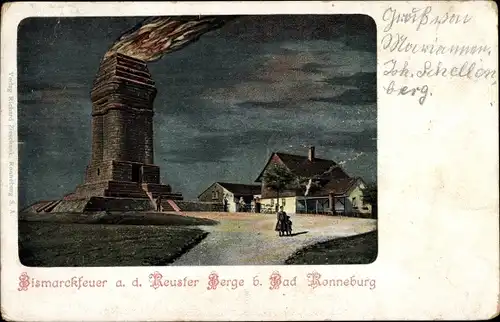 Ak Ronneburg in Thüringen, Altenburger Bismarcksäule auf dem Reuster Berge, Bismarckfeuer