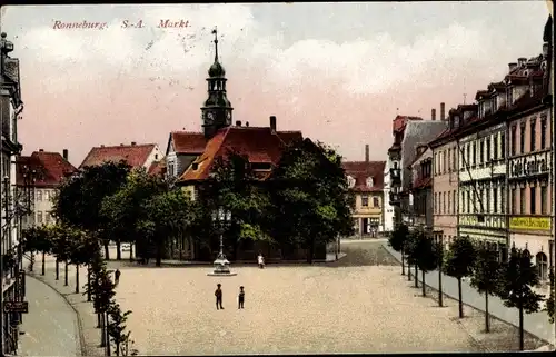 Ak Ronneburg, Blick auf den Marktplatz, Café Central